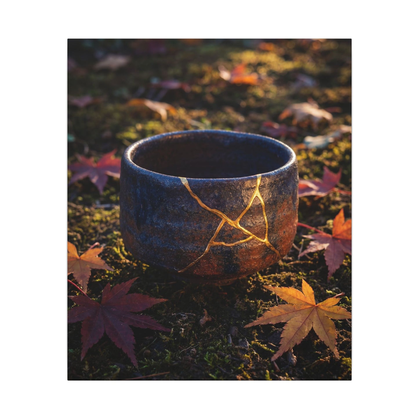 Kanso Moonlit Garden Canvas Art - Kintsugi Gold Repair