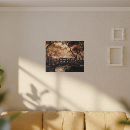 Autumn Wooden Bridge Gold Vein Canvas Art | Resilient Decor