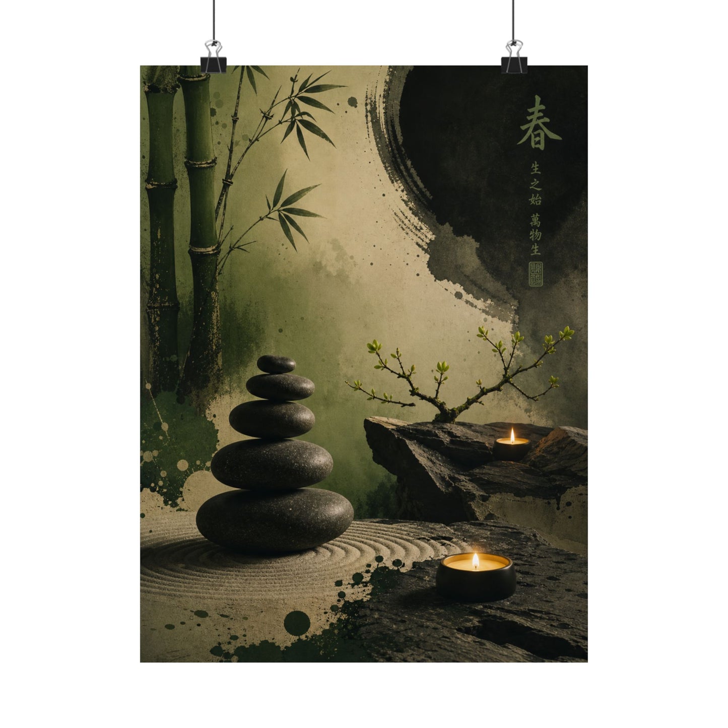 River Stones Spring Wall Art Print | Zen Calm Design