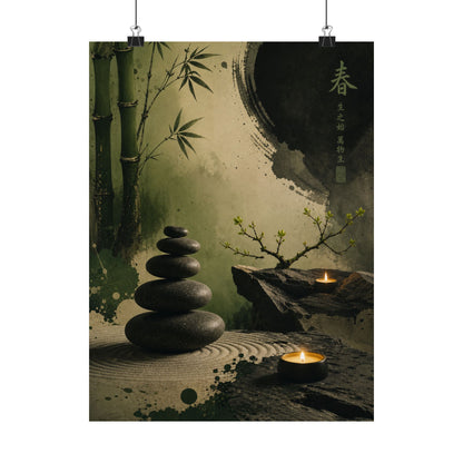 River Stones Spring Wall Art Print | Zen Calm Design