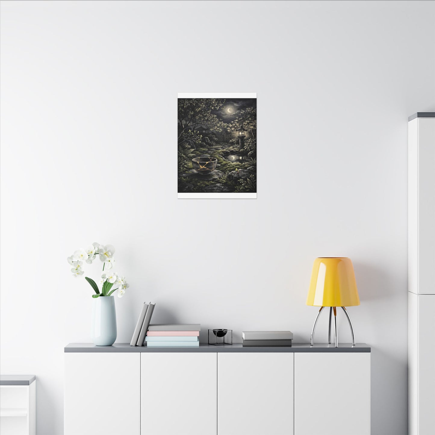 Kintsugi Moonlit Garden in Dappled | Gold Repair Canvas Art