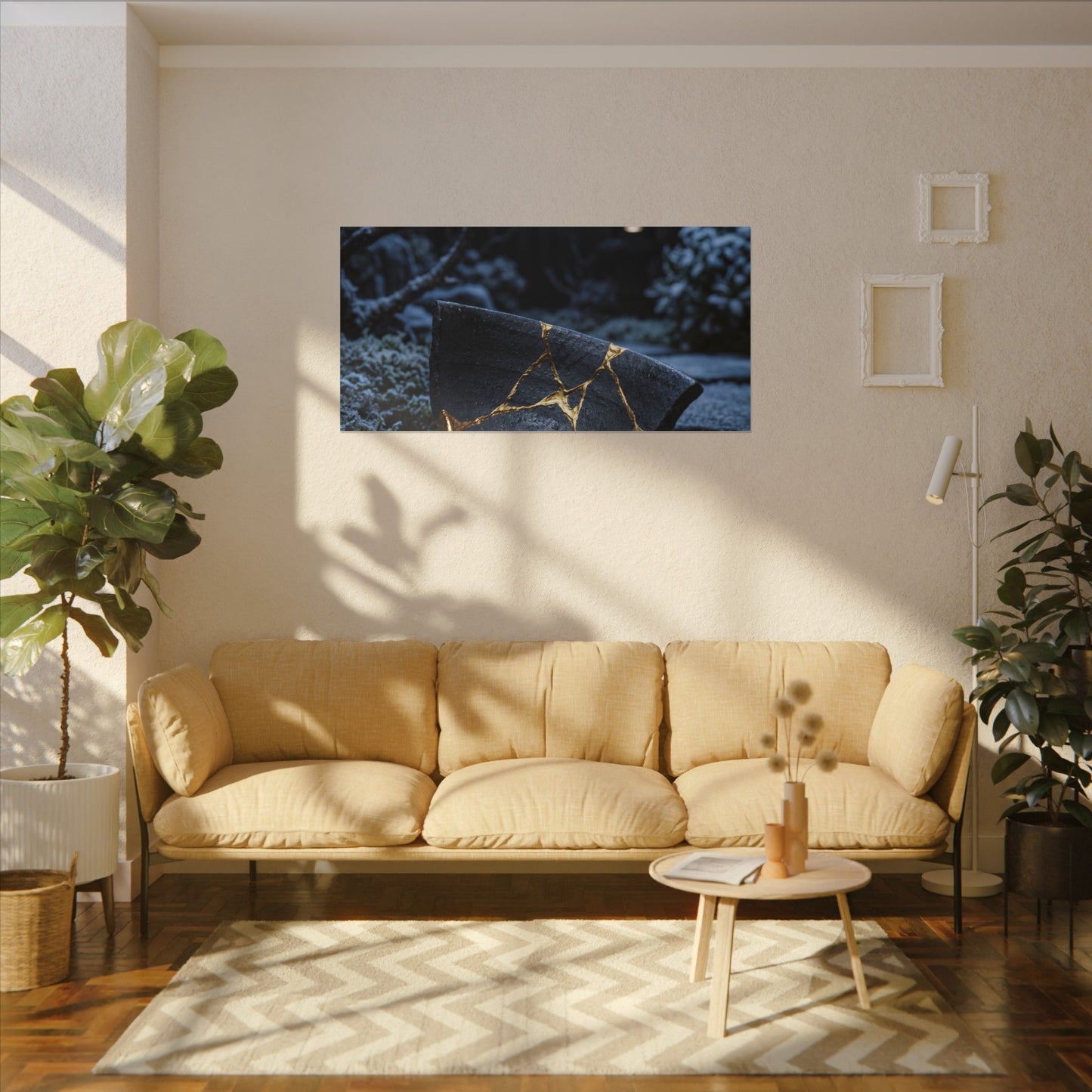 Moonlit Garden Winter Canvas Art | Kintsugi Artful Design
