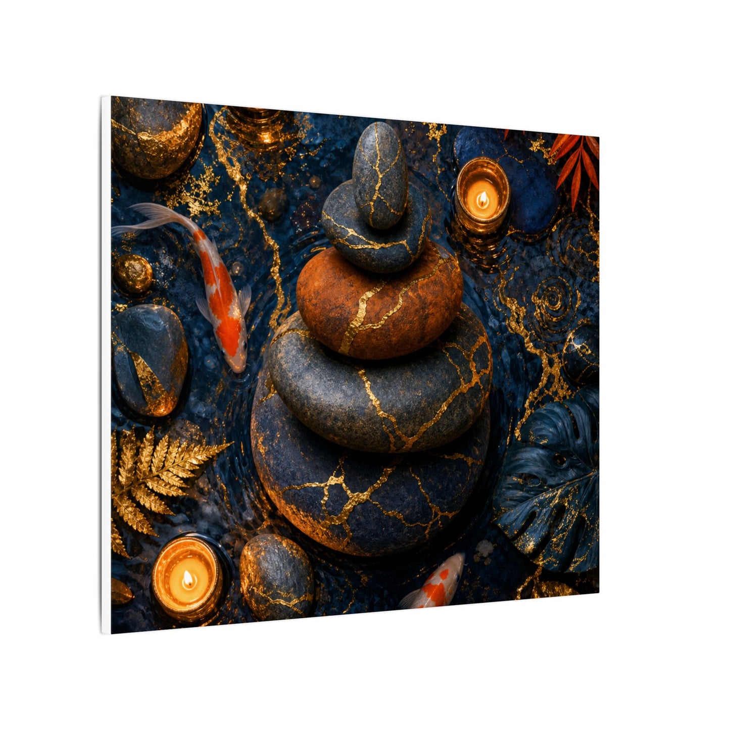Summer River Stones Gold Vein Canvas Art | Resilient Decor