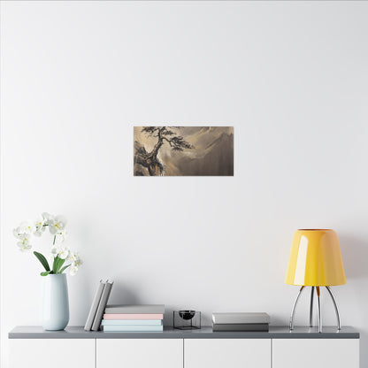 Pine Tree Charcoal Ink Canvas Art | Luxurious Dark Japandi Art
