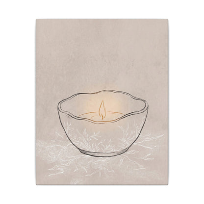Ceramic Bowl Minimal Line Canvas Art | Neutral Japandi Art