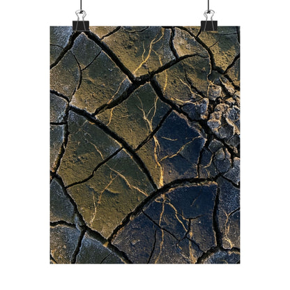 Kanso Cracked Earth Wall Art Print - Dark Japandi Moody Minimal Art Print