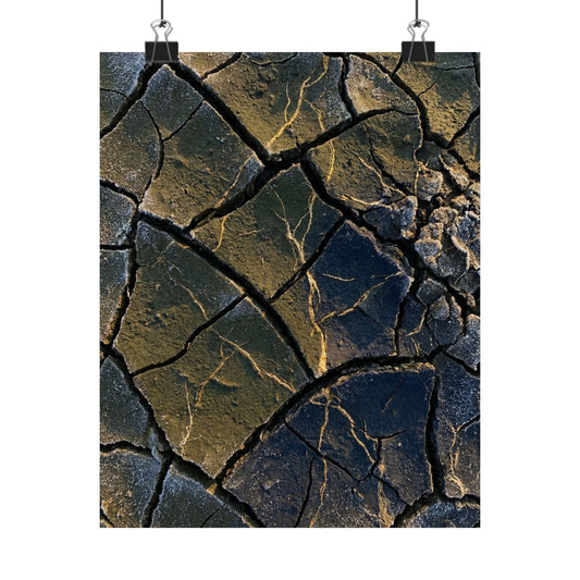 Kanso Cracked Earth Wall Art Print - Dark Japandi Moody Minimal Art Print