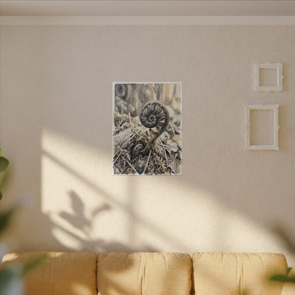 Japandi Fern Unfurling in Golden Hour | Watercolor Canvas Art