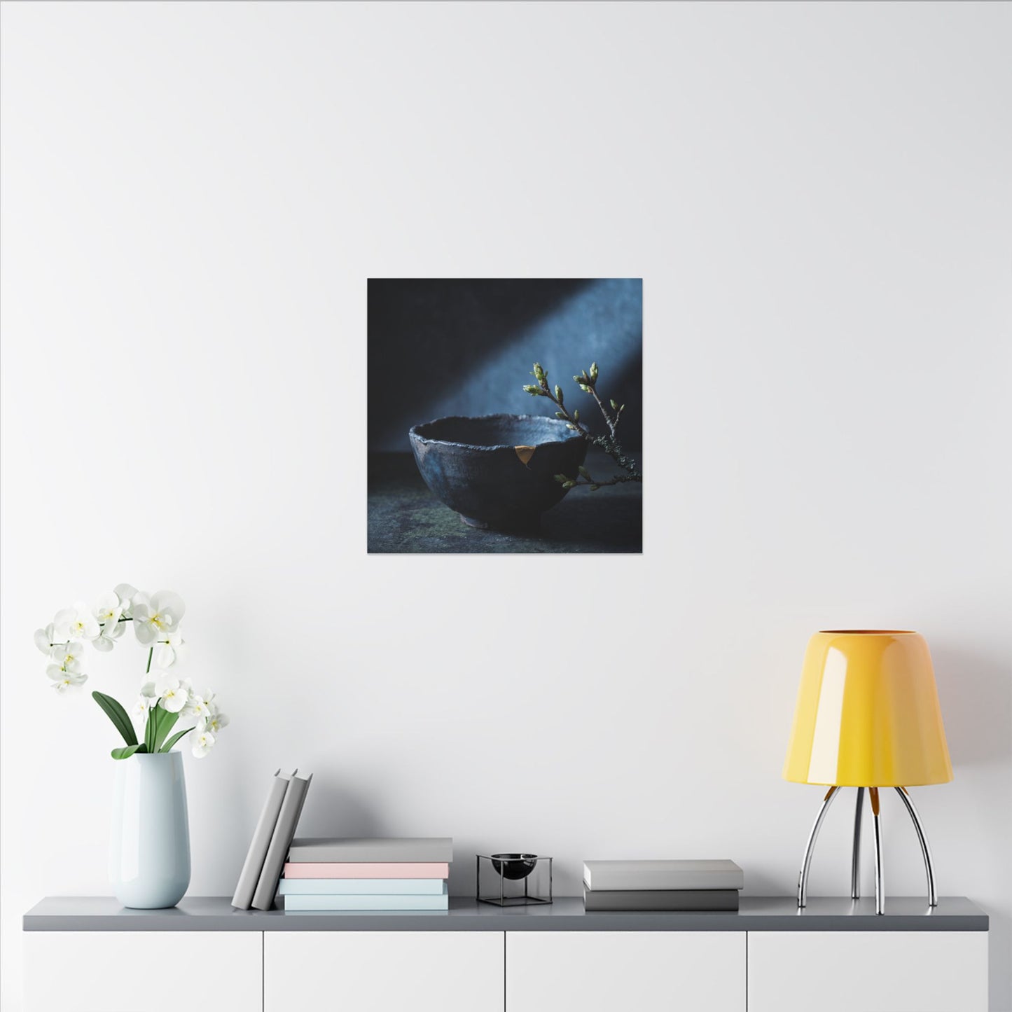 Ceramic Bowl Shadow Zen Canvas Art | Sophisticated Dark Japandi Art