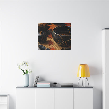 Seijaku Tea Ceremony Canvas Art - Kintsugi Gold Repair