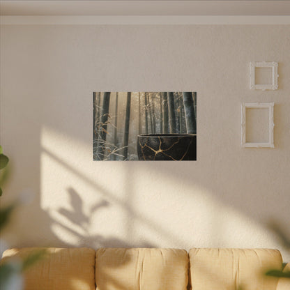 Fukinsei Bamboo Grove Canvas Art - Kintsugi Gold Repair