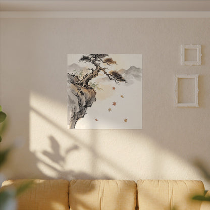 Peaceful Pine Tree Canvas Art - Sumi E Zen