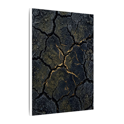 Overcast Cracked Earth Canvas Art - Dark Japandi Ma