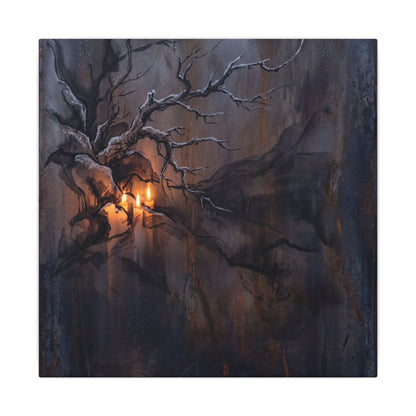 Winter Rust Patina Charcoal Ink Canvas Art | Atmospheric Decor
