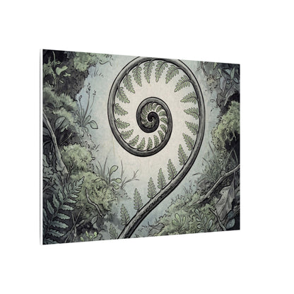 Zen Fern Unfurling in Dawn | Ukiyo E Inspired Canvas Art