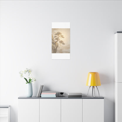Winter Pine Tree Japanese Pattern Canvas Art | Elegant Decor
