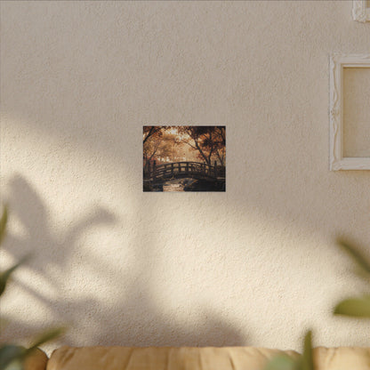 Autumn Wooden Bridge Gold Vein Canvas Art | Resilient Decor