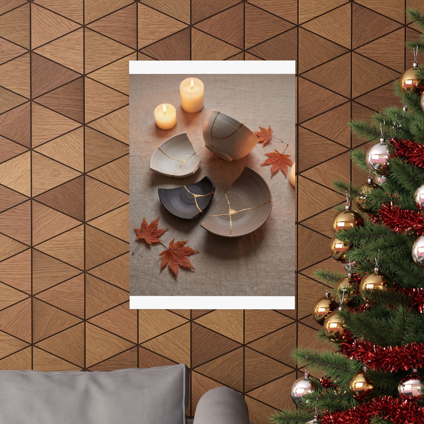 Broken Pottery Autumn Wall Art Print | Japandi Neutral Design