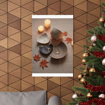 Broken Pottery Autumn Wall Art Print | Japandi Neutral Design
