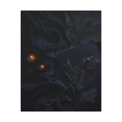 Candlelight Silk Drape Canvas Art - Dark Japandi Kanso