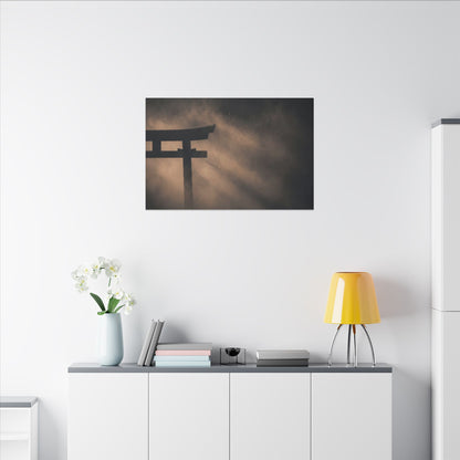 Torii Gate Shadow Zen Canvas Art | Bold Dark Japandi Art