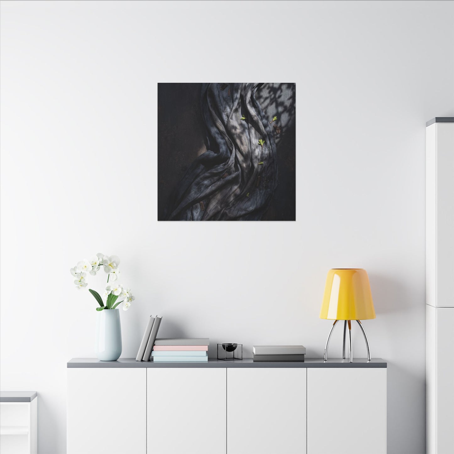 Seijaku Silk Drape Canvas Art - Dark Japandi Dark Texture