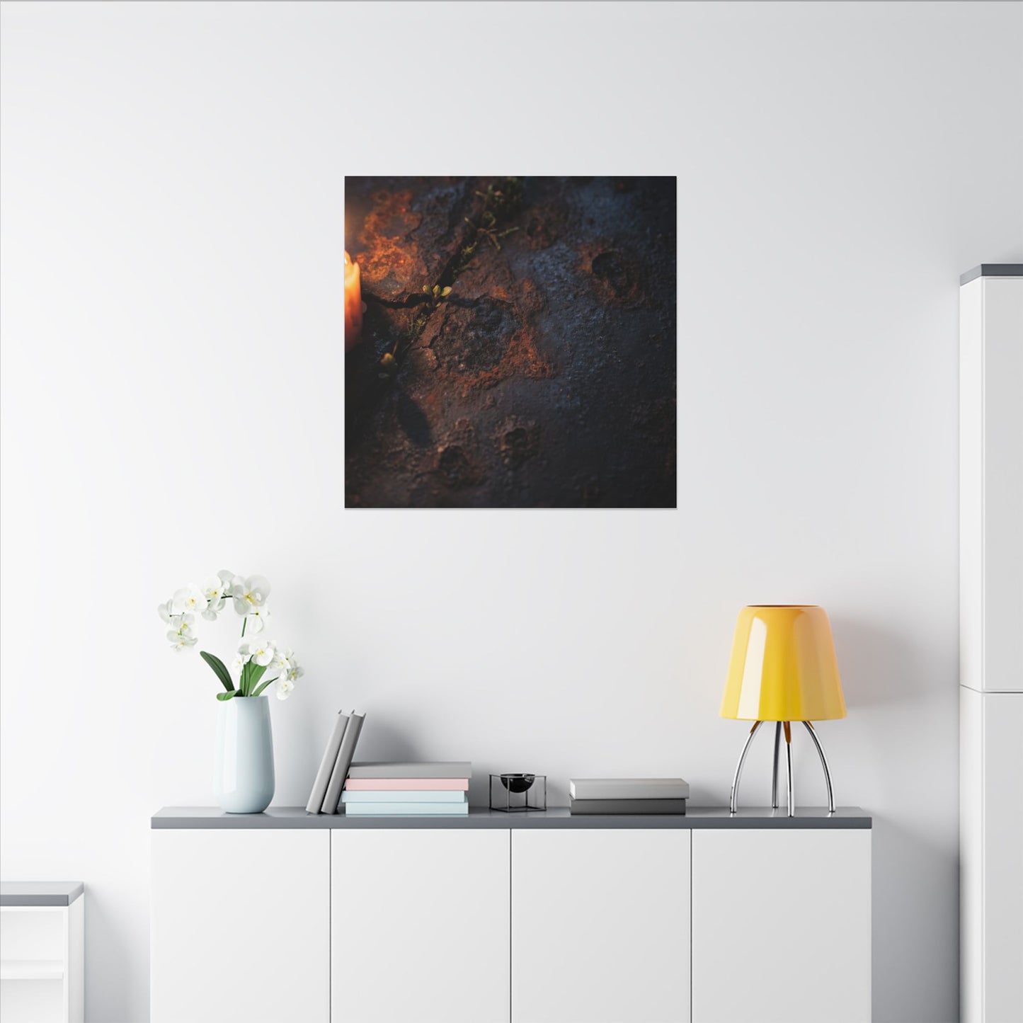 Candlelight Rust Patina Canvas Art - Dark Japandi Ma