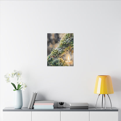 Winter Moss Close Up Watercolor Canvas Art | Neutral Decor