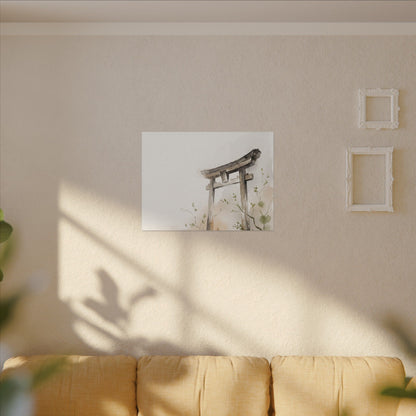 Fukinsei Torii Gate Canvas Art - Japandi Watercolor