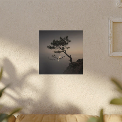 Dawn Pine Tree Canvas Art - Dark Japandi Datsuzoku