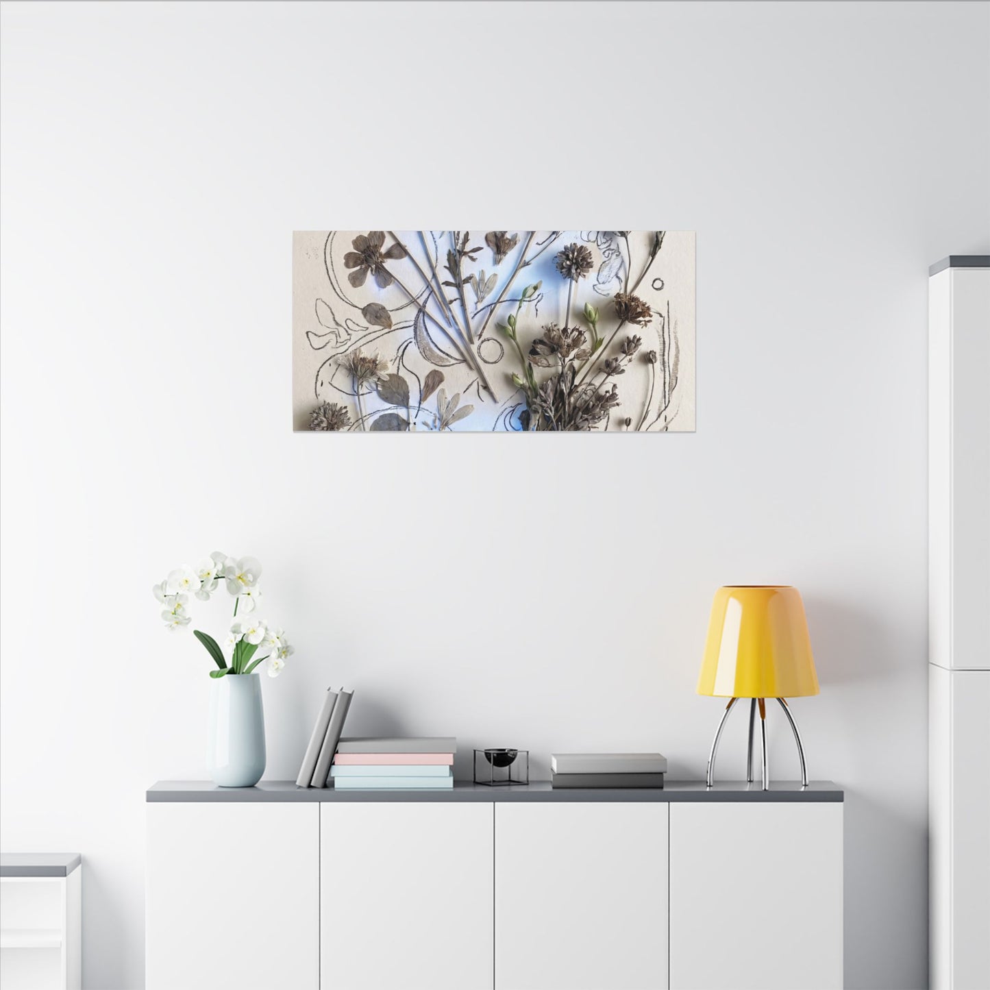 Dried Flowers Minimal Line Canvas Art | Elegant Japandi Art