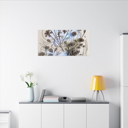 Dried Flowers Minimal Line Canvas Art | Elegant Japandi Art