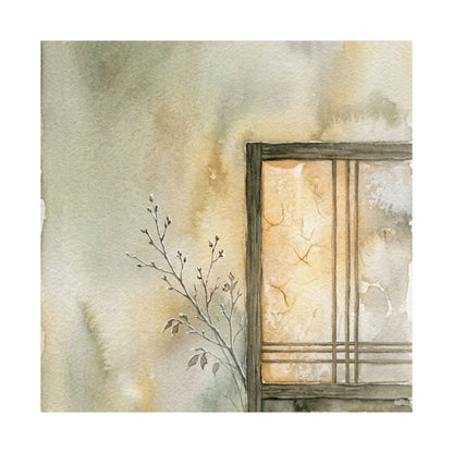 Shoji Screen Winter Wall Art Print | Japandi Earthy Design