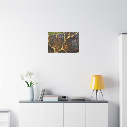 Mono No Aware Rust Patina Canvas Art - Kintsugi Gold Repair
