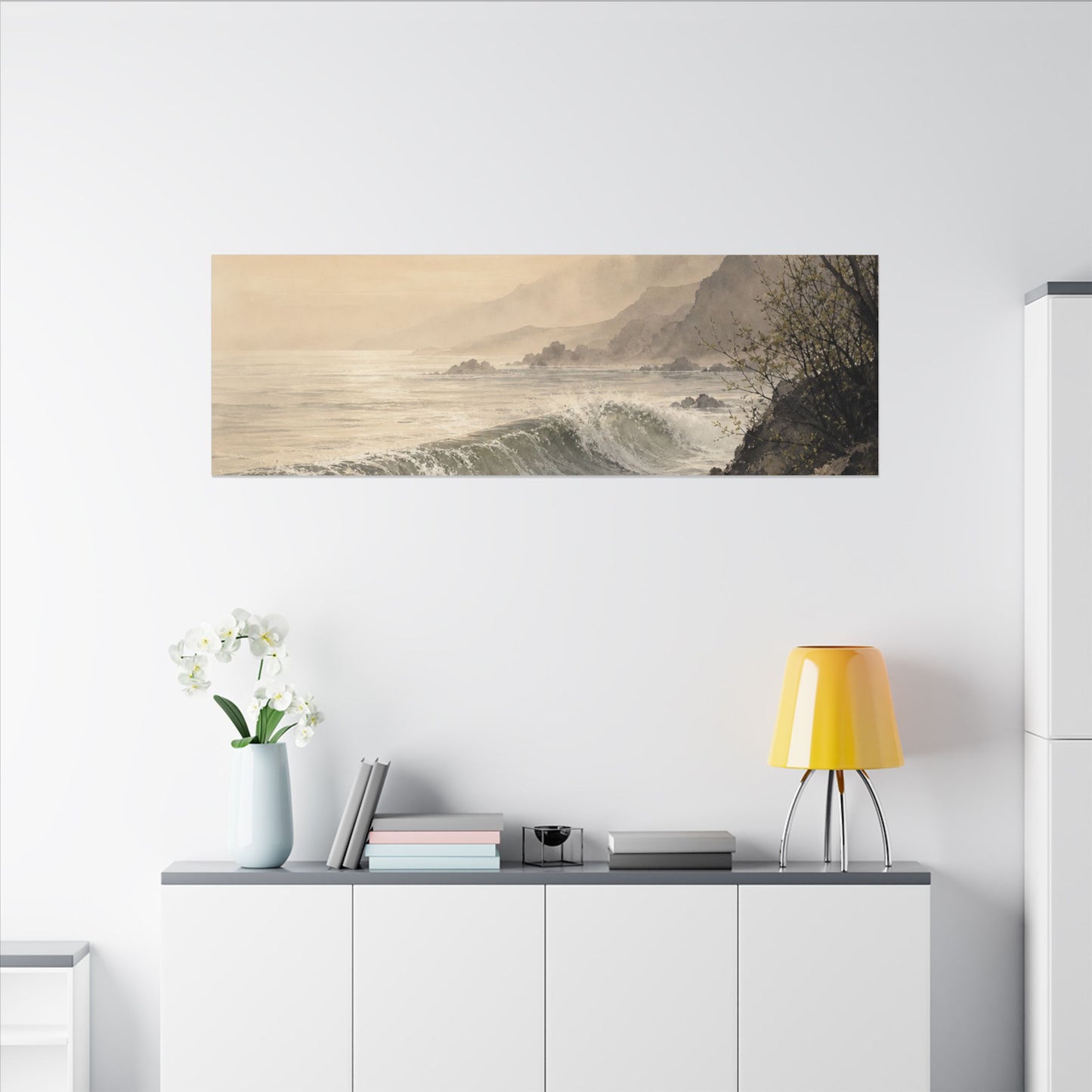 Ocean Wave Spring Canvas Art | Japandi Elegant Design