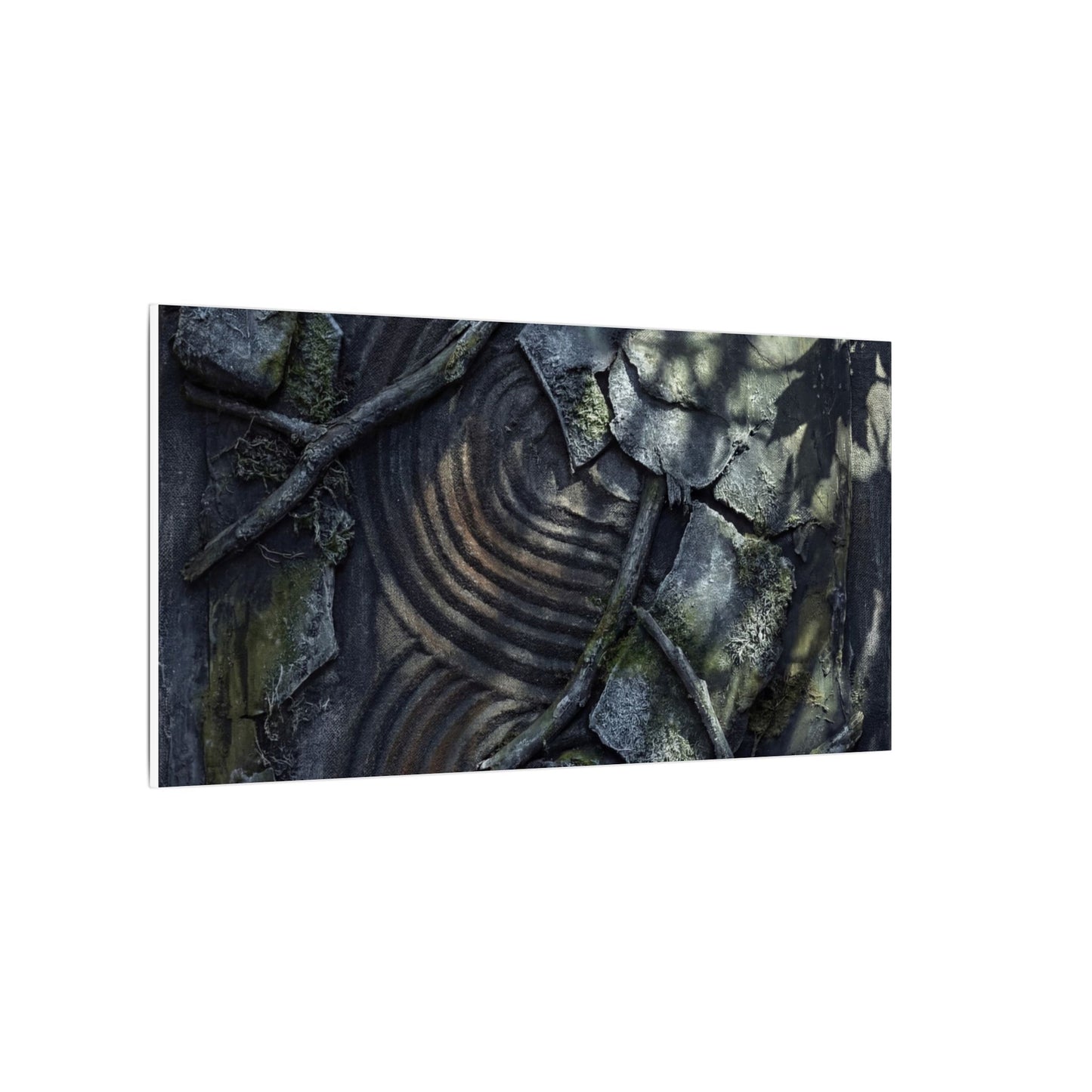 Rock Garden Canvas Art | Winter Dark Japandi Dark Texture Art