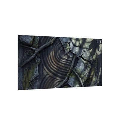 Rock Garden Canvas Art | Winter Dark Japandi Dark Texture Art