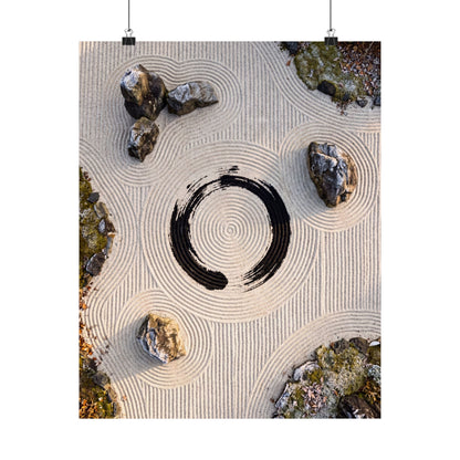 Seijaku Rock Garden Wall Art Print - Zen Enso