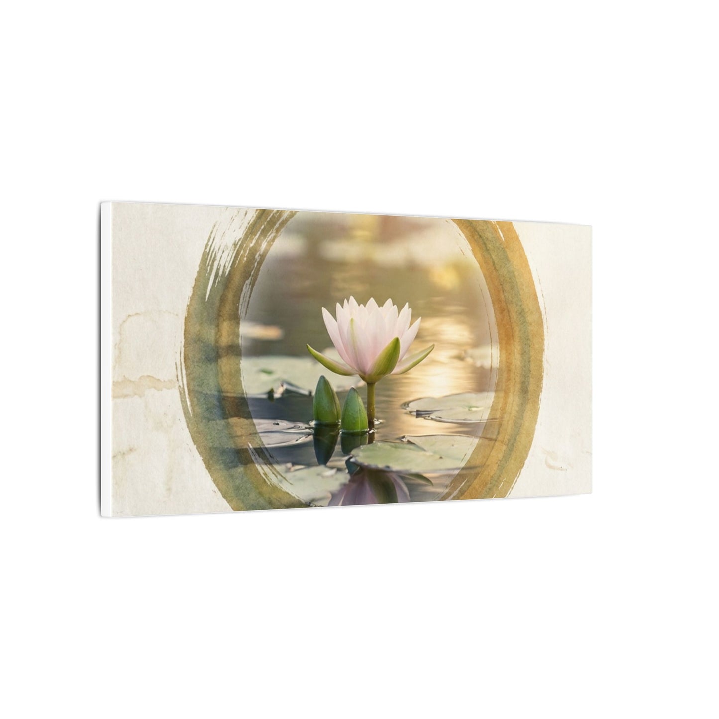 Peaceful Lotus Flower Canvas Art - Enso Zen