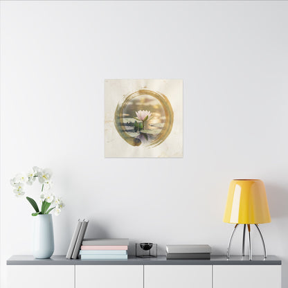 Peaceful Lotus Flower Canvas Art - Enso Zen