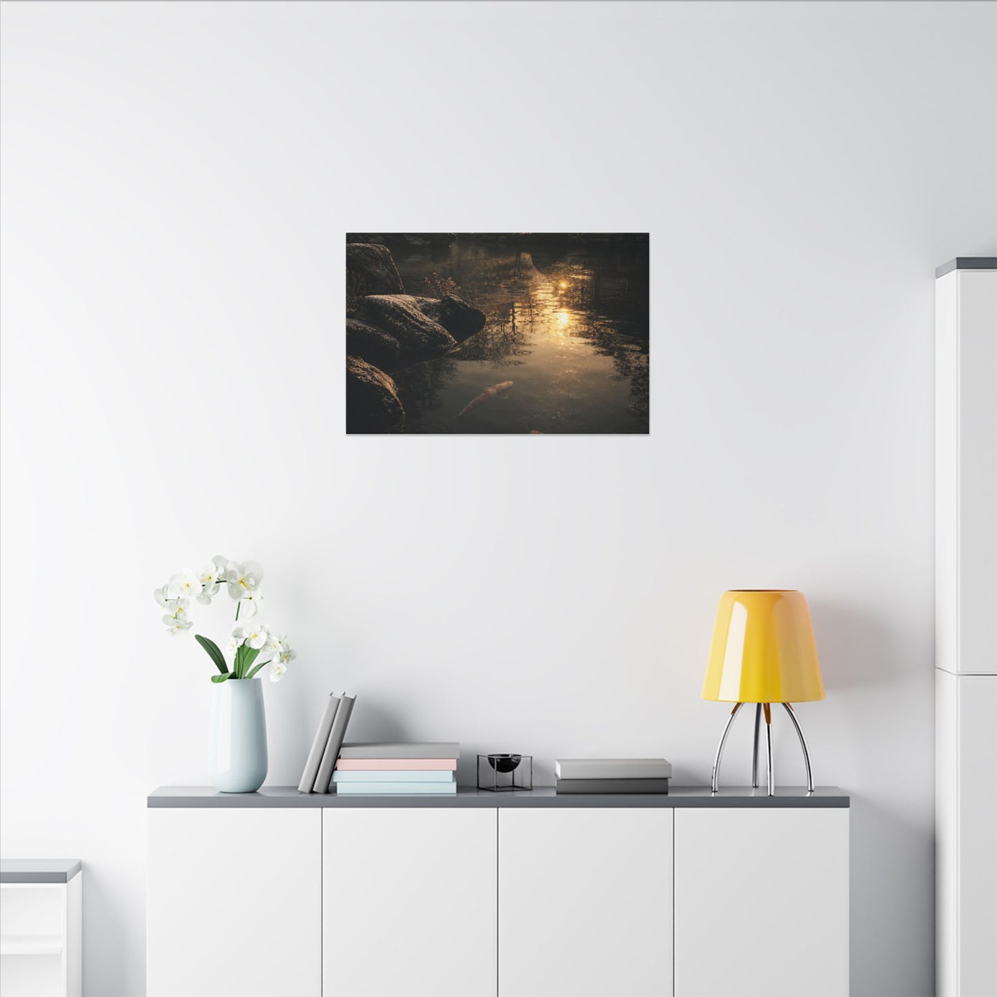 Winter Koi Pond Shadow Zen Canvas Art | Bold Decor
