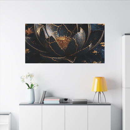 Moonlight Lotus Flower Canvas Art - Kintsugi Fukinsei