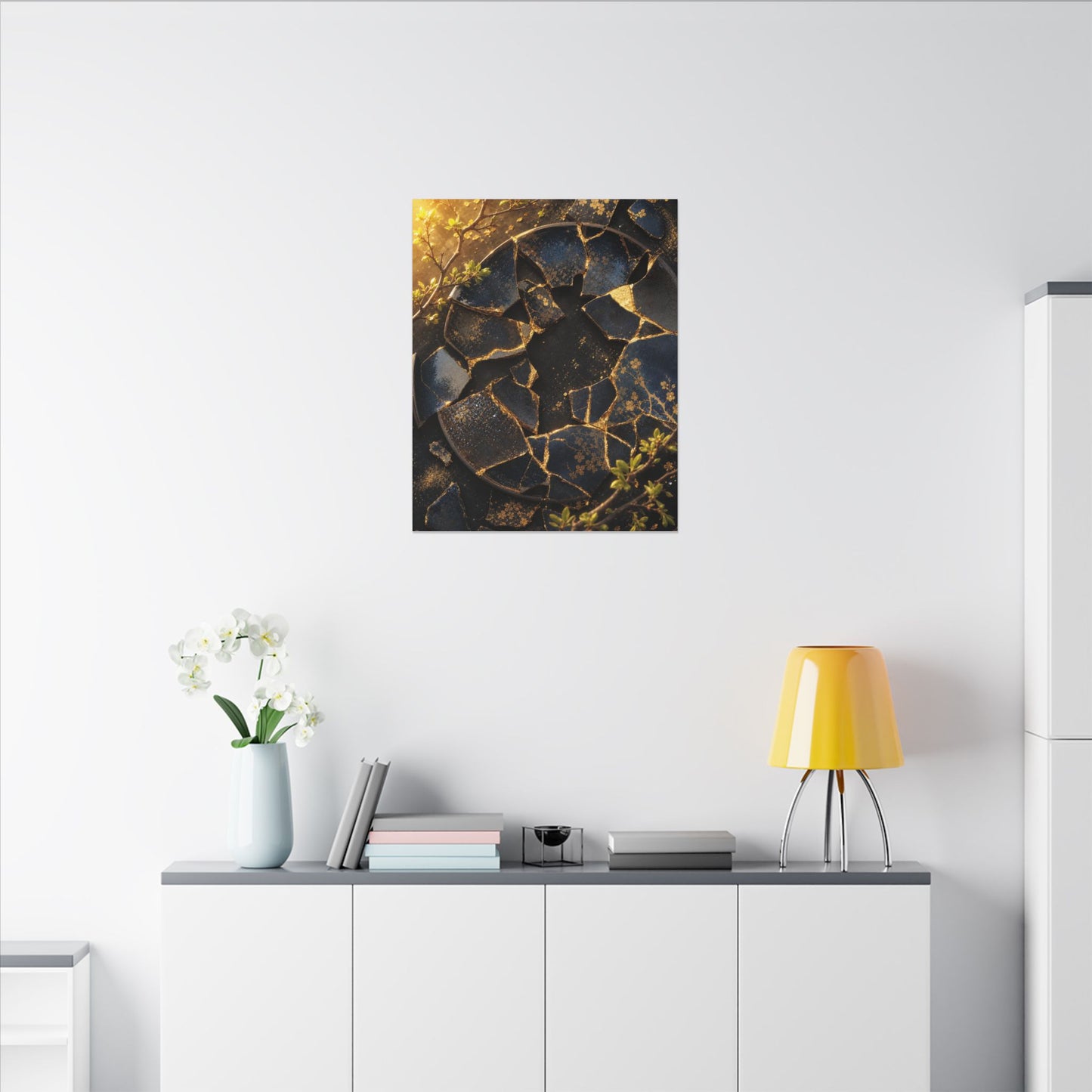 Golden Hour Broken Pottery Canvas Art - Kintsugi Ma