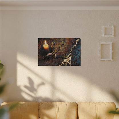 Kintsugi Rust Patina in Candlelight | Gold Repair Canvas Art
