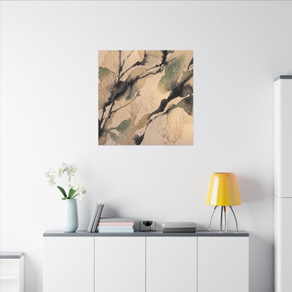 Japandi Shadow Play in Golden Hour | Watercolor Canvas Art