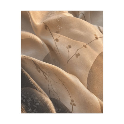 Japandi Silk Drape in Golden Hour | Japanese Pattern Canvas Art