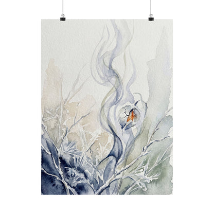 Incense Smoke Watercolor Wall Art Print | Elegant Japandi Art Art Print