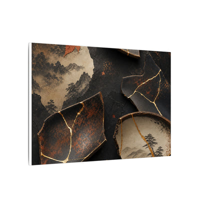 Broken Pottery Gold Vein Canvas Art | Philosophical Kintsugi Art