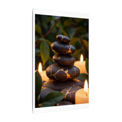 Summer River Stones Gold Vein Canvas Art | Philosophical Decor