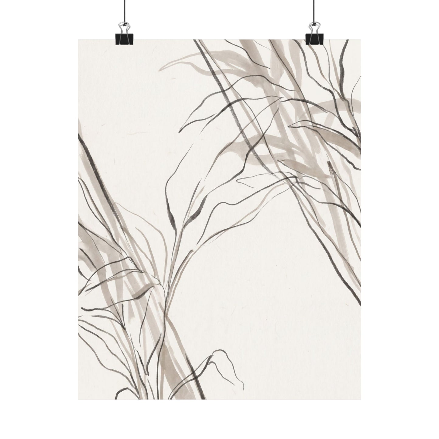 Japandi Shoji Screen in Dappled | Minimal Line Wall Art Print